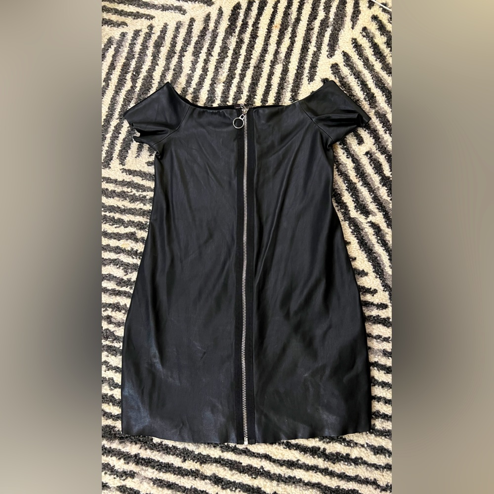 Zara leatherette zipper dress